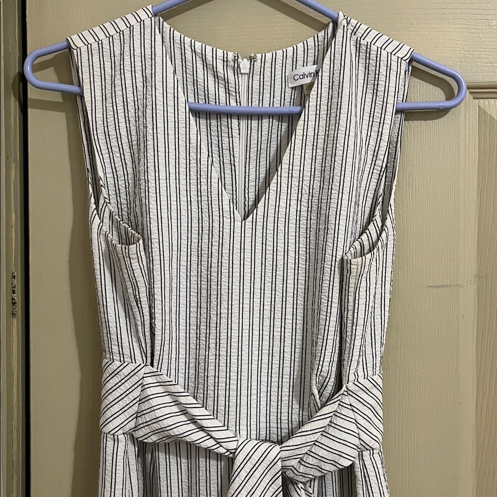 Calvin Klein Black and White Striped V-Neck romper